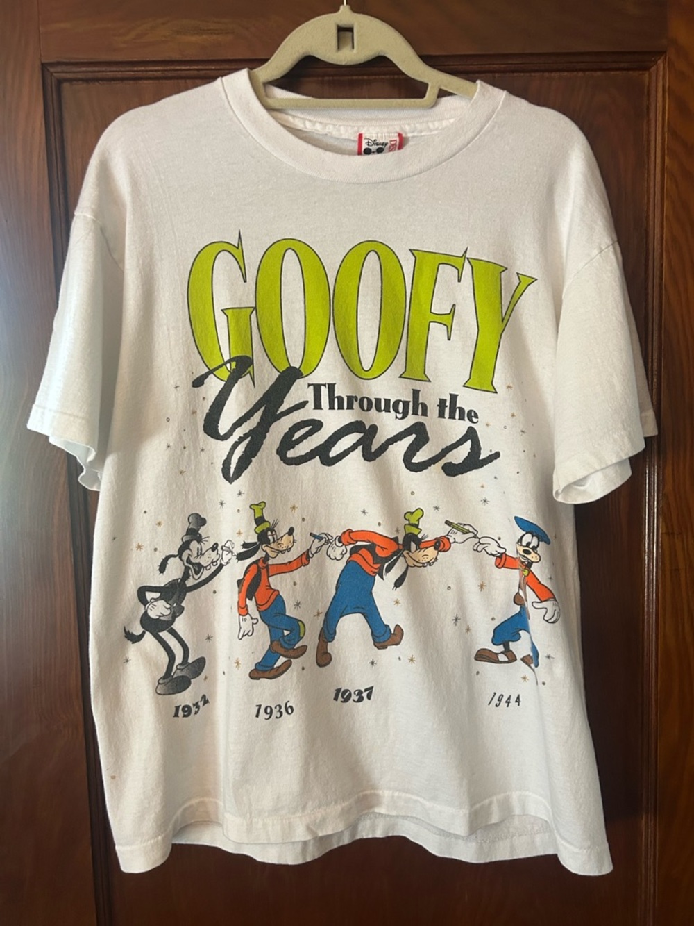 Vintage 90’s Goofy Through The Years T-Shirt Double Sided White Disney Small Med